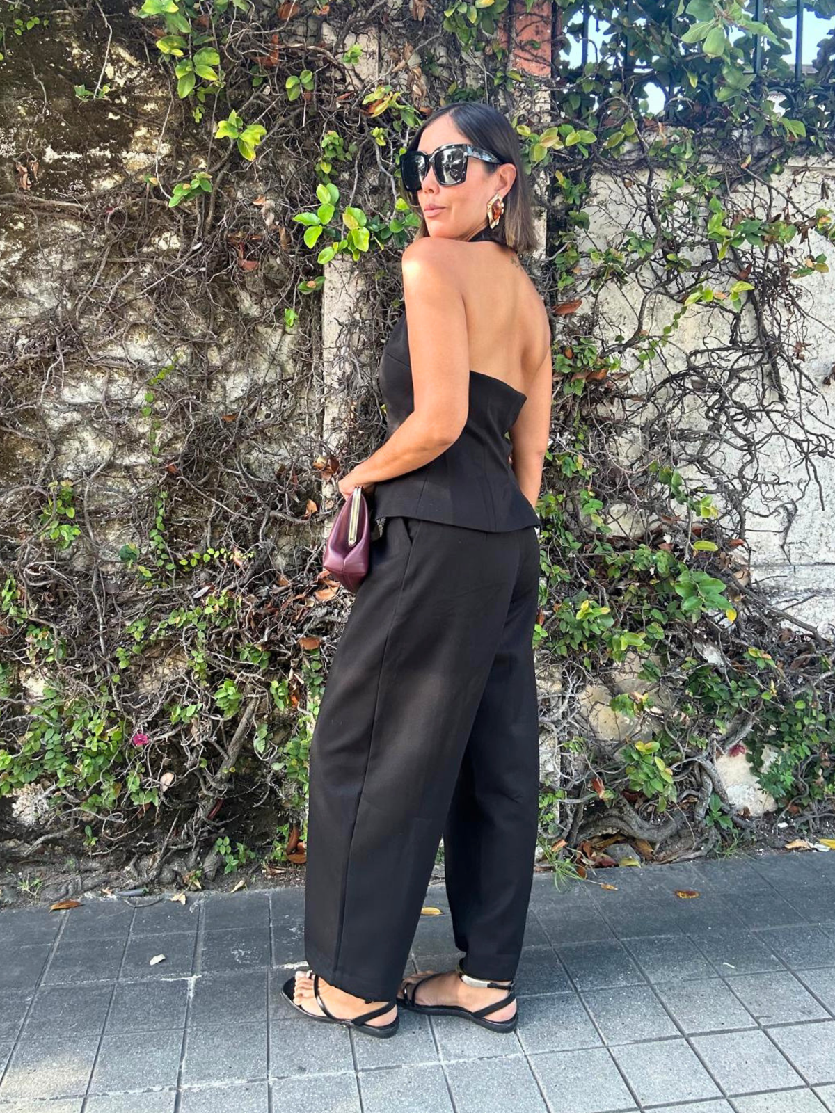 Catalina Halter Neck Tailored Top And Pleated Pants Set