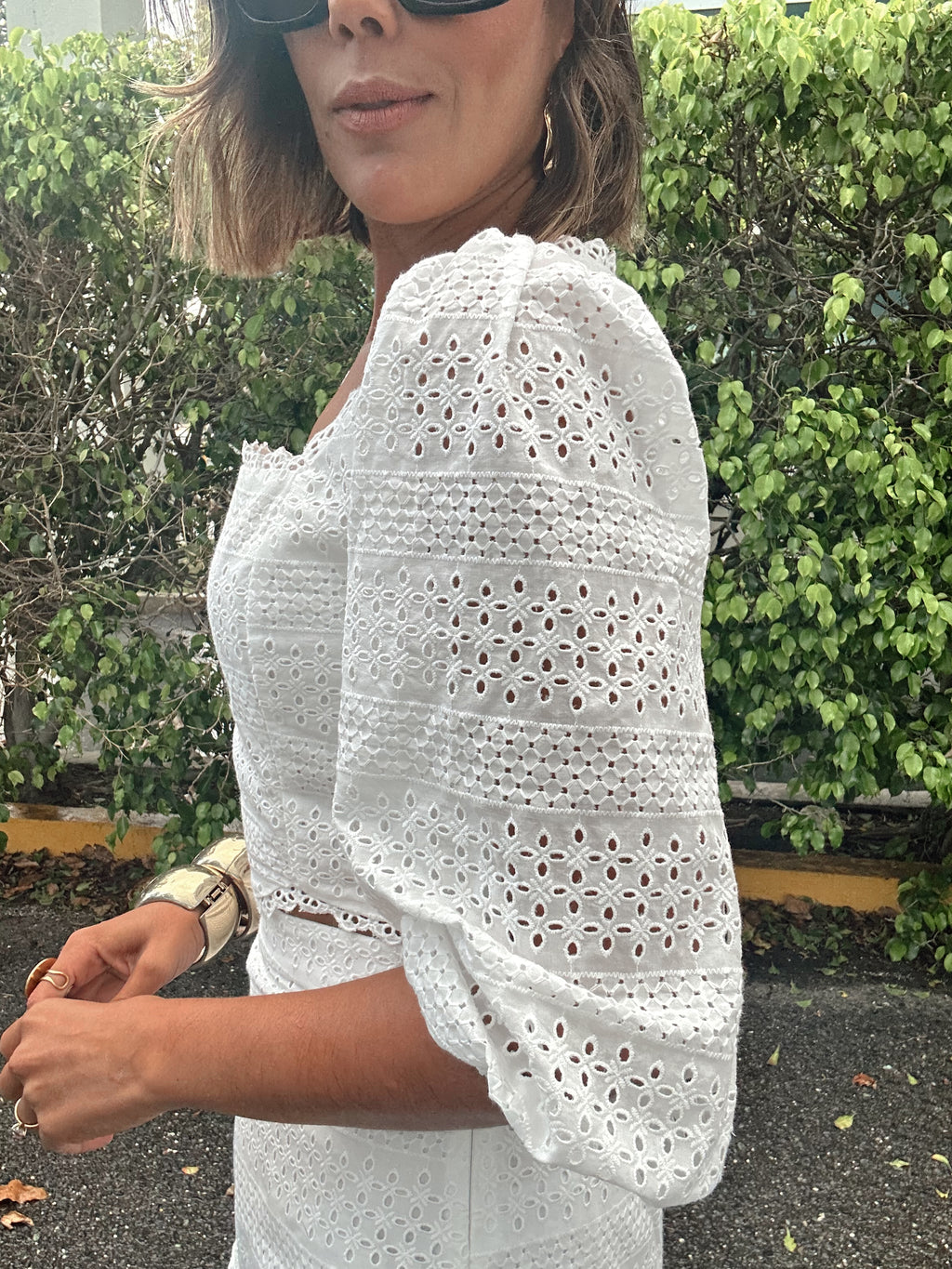 Mila Eyelet Embroidered Crop Top And Shorts