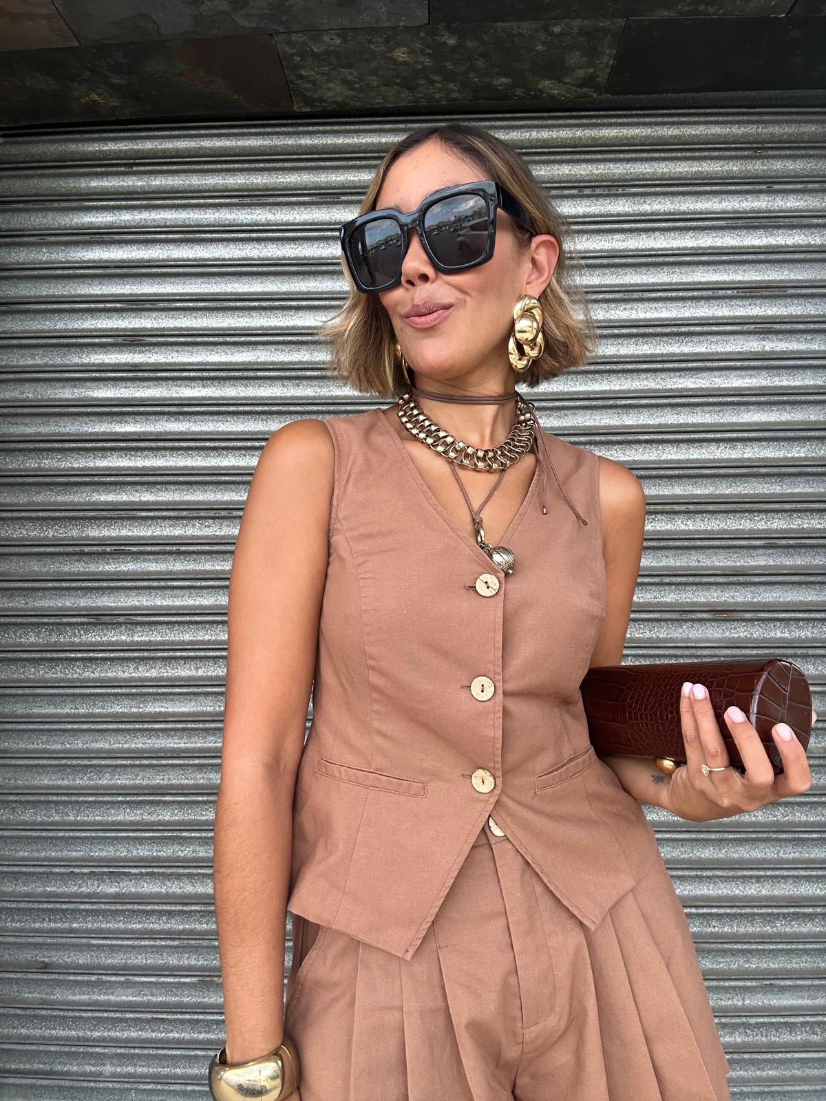 European Summer Vest and Pleated Shorts Set