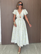 Petalline Cut-Out Bow Midi Dress