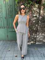 Fray Edge Detailed Straight Leg Trousers