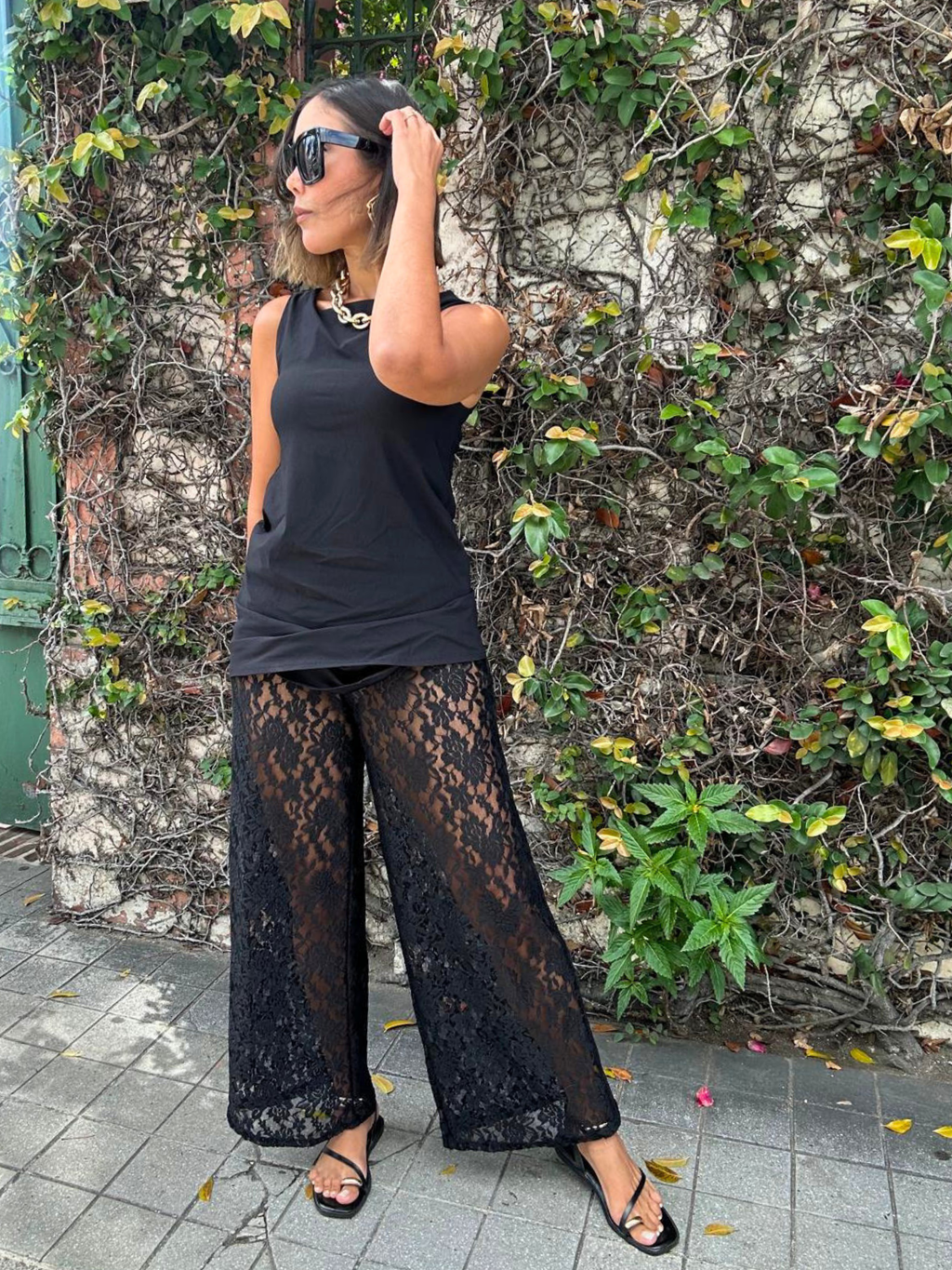 The Subtle Statement Top and Lace Pants Set