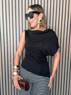 The Sable Asymmetrical Drape Top