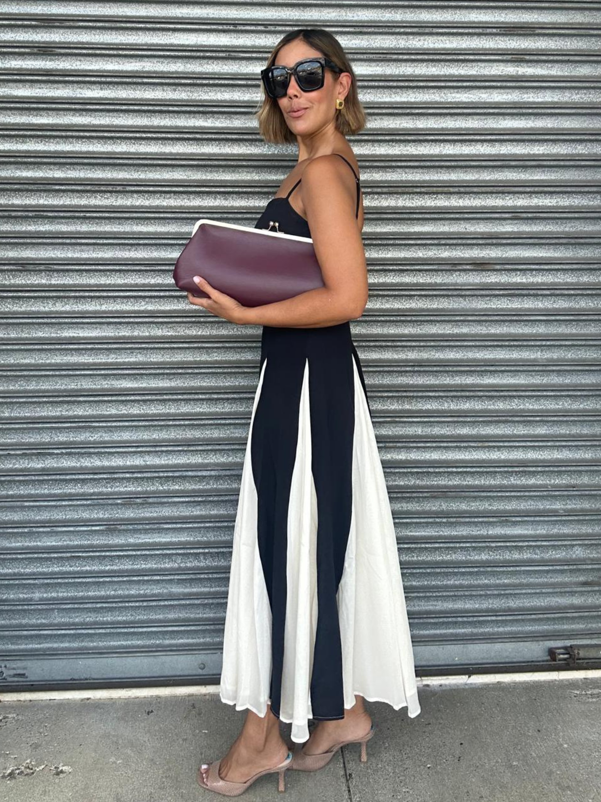 Shadow & Silk Midi Dress