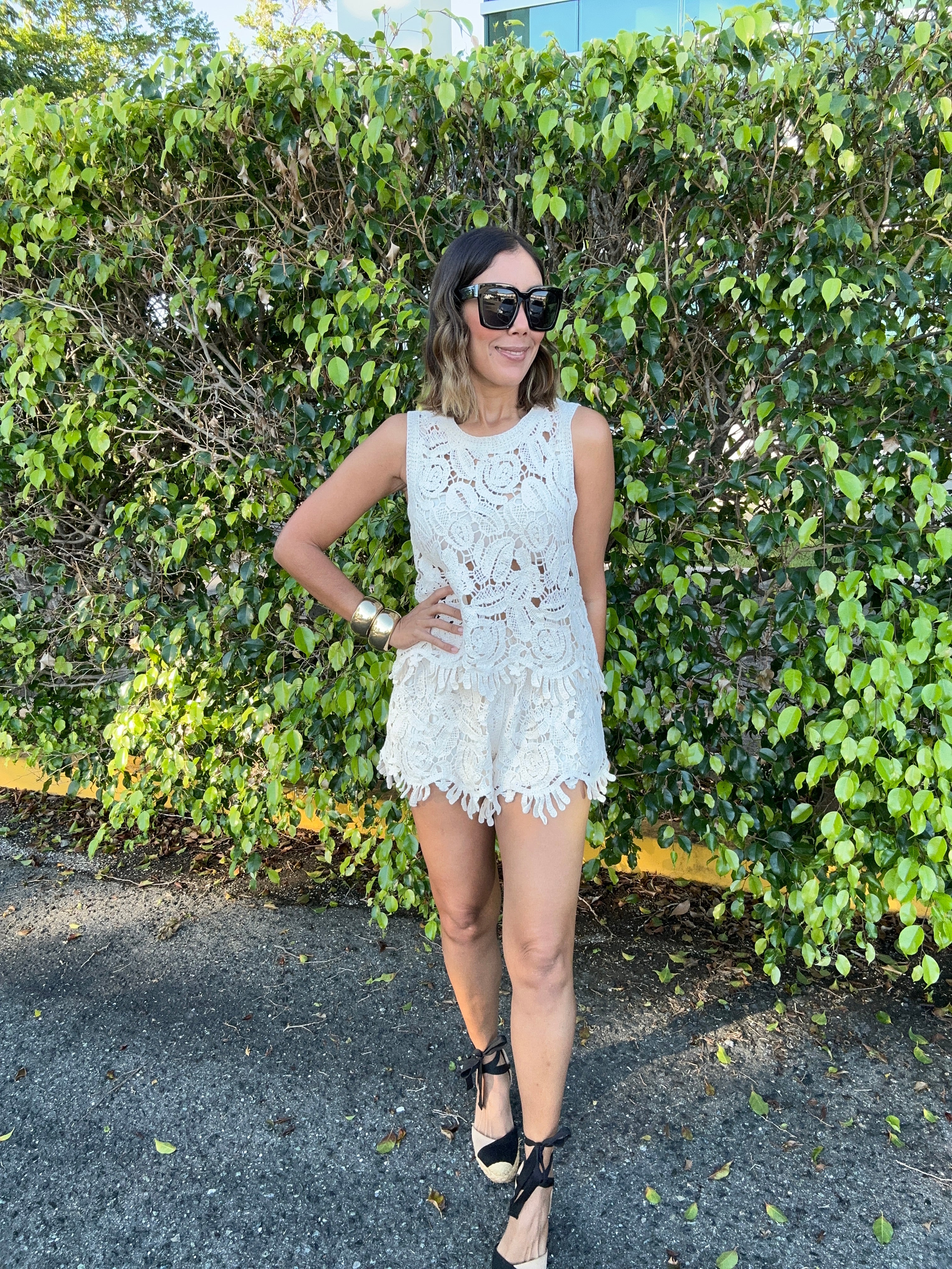 Escape Plan Crochet Top and Shorts Set