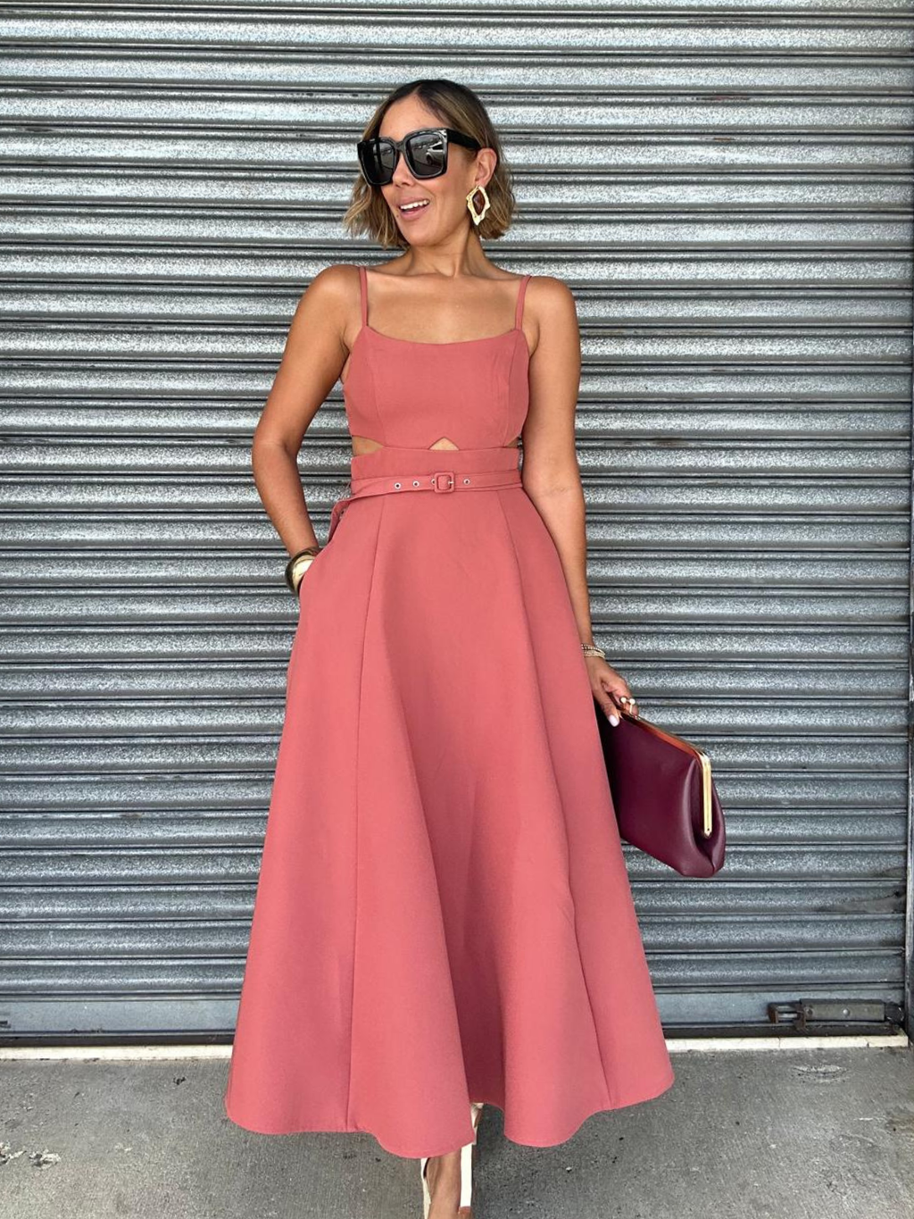The Dried Rose Cut-Out Midi Dress