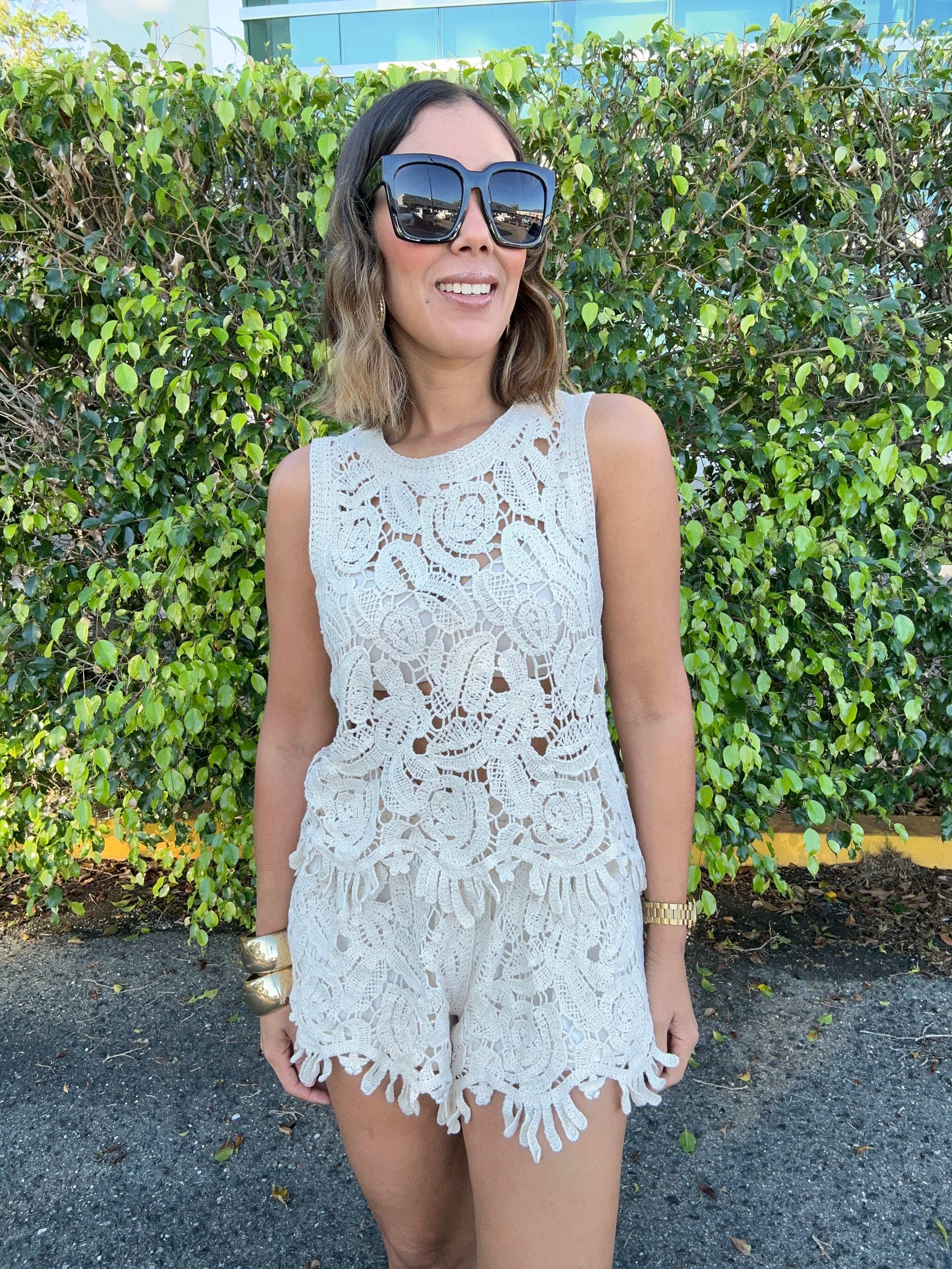 Escape Plan Crochet Top and Shorts Set