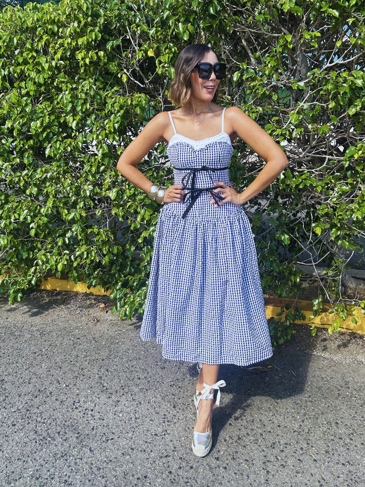 Amaya Gingham Contrast Midi Dress