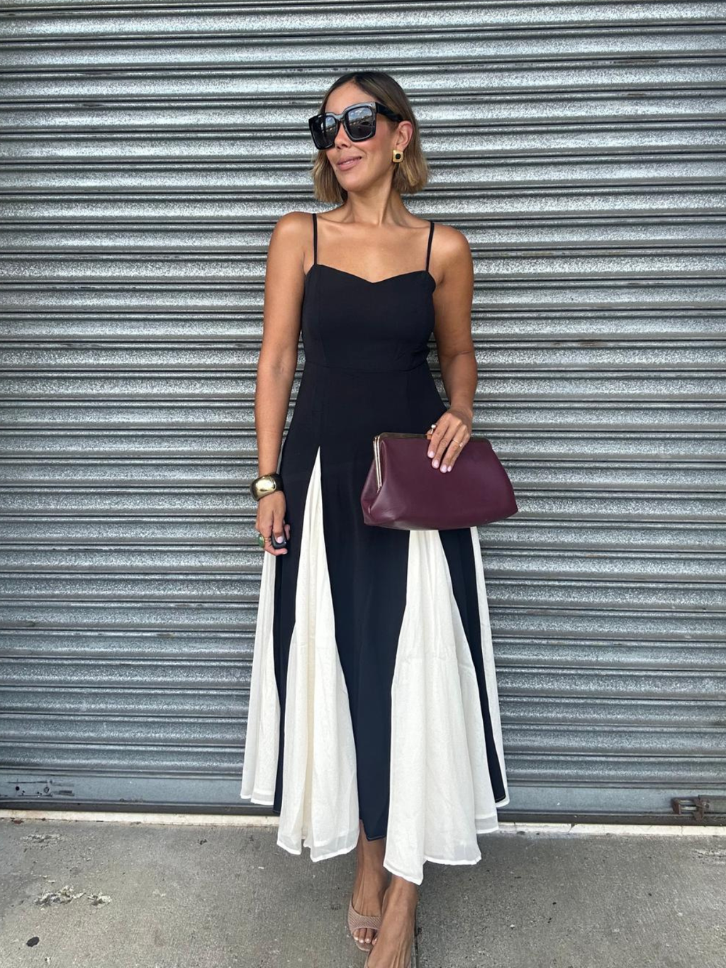 Shadow & Silk Midi Dress