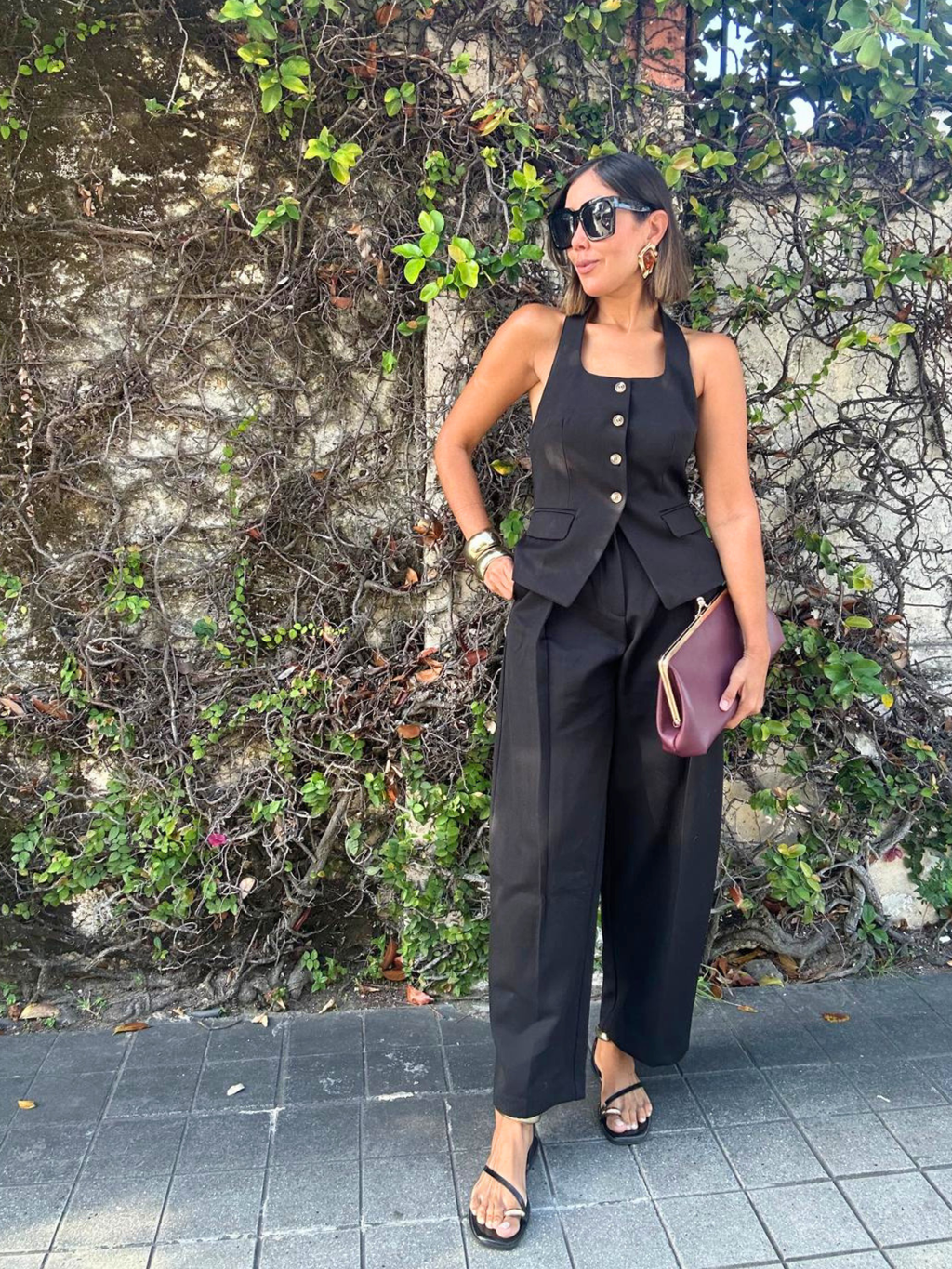 Catalina Halter Neck Tailored Top And Pleated Pants Set