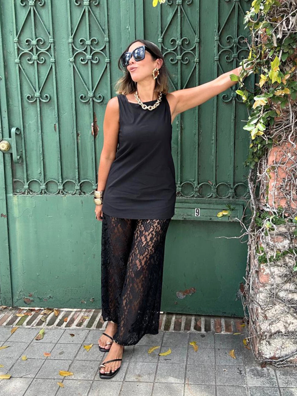 The Subtle Statement Top and Lace Pants Set