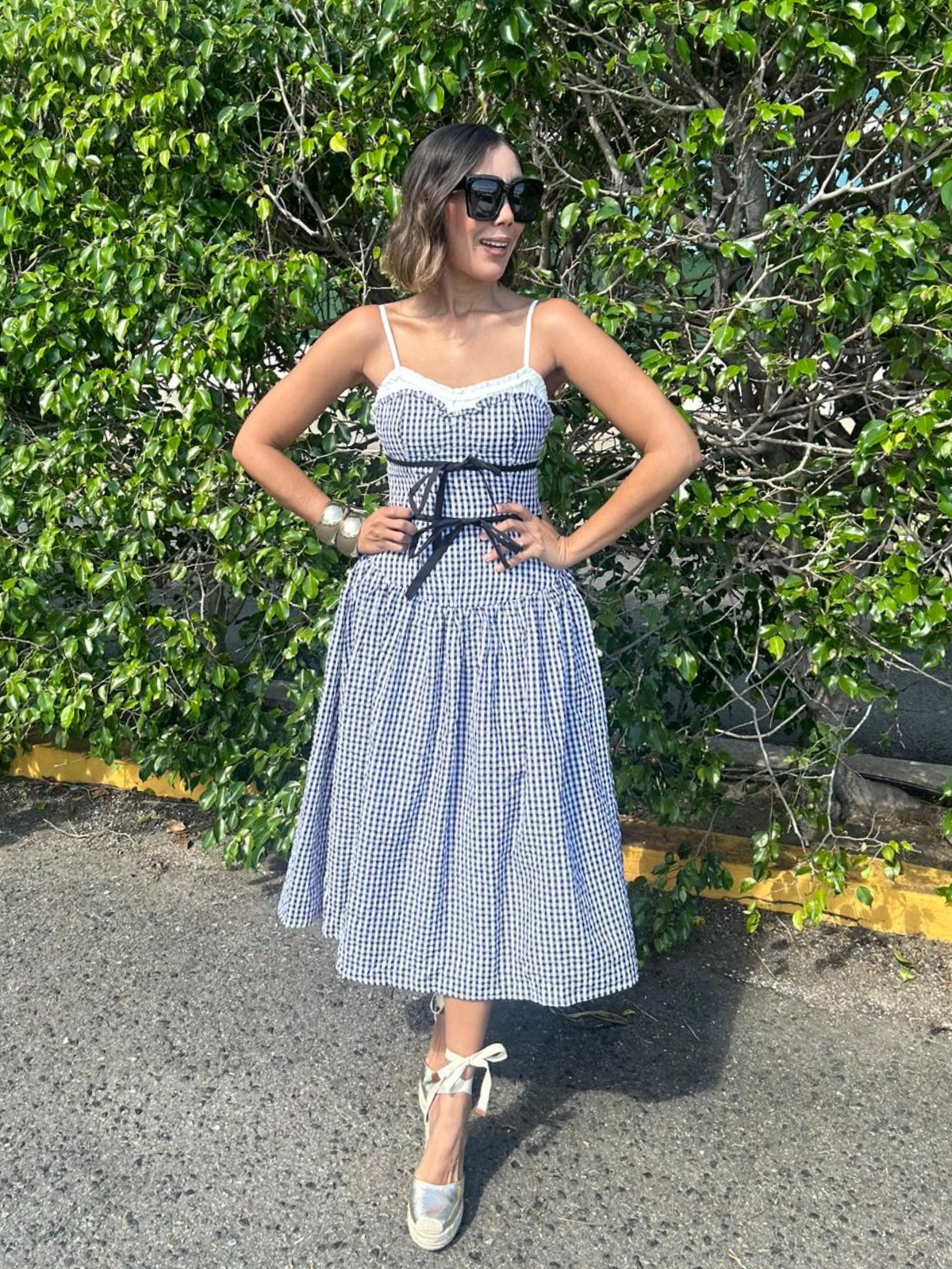 Amaya Gingham Contrast Midi Dress