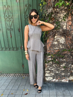 Fray Edge Detailed Straight Leg Trousers
