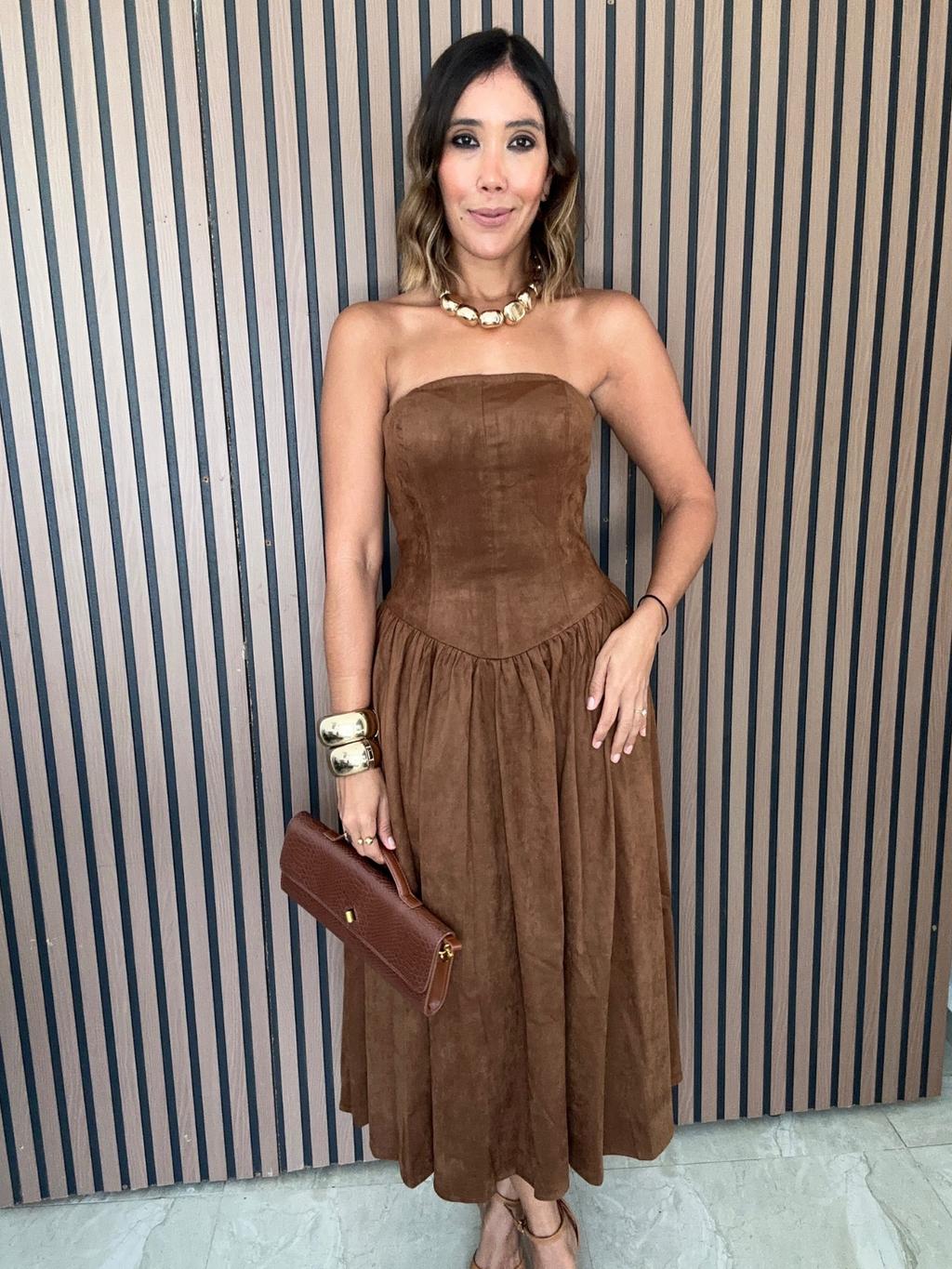 Felt in Suede Midi Dress