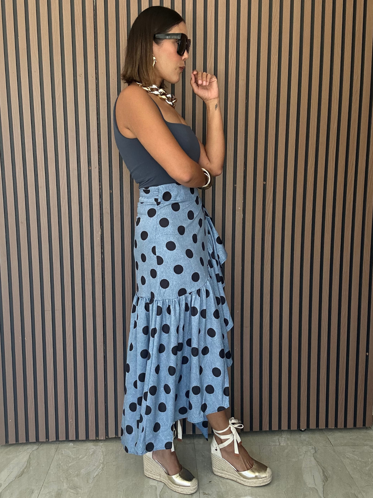 Passion Polkadot Wrap Around Midi Skirt