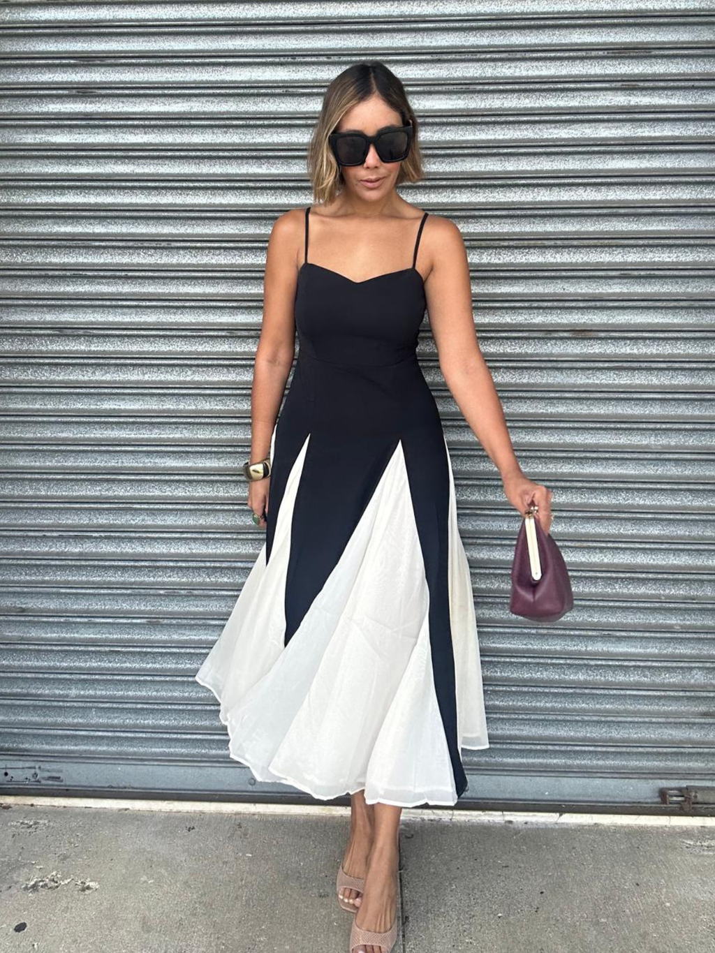 Shadow & Silk Midi Dress