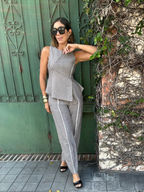 Fray Edge Detailed Straight Leg Trousers