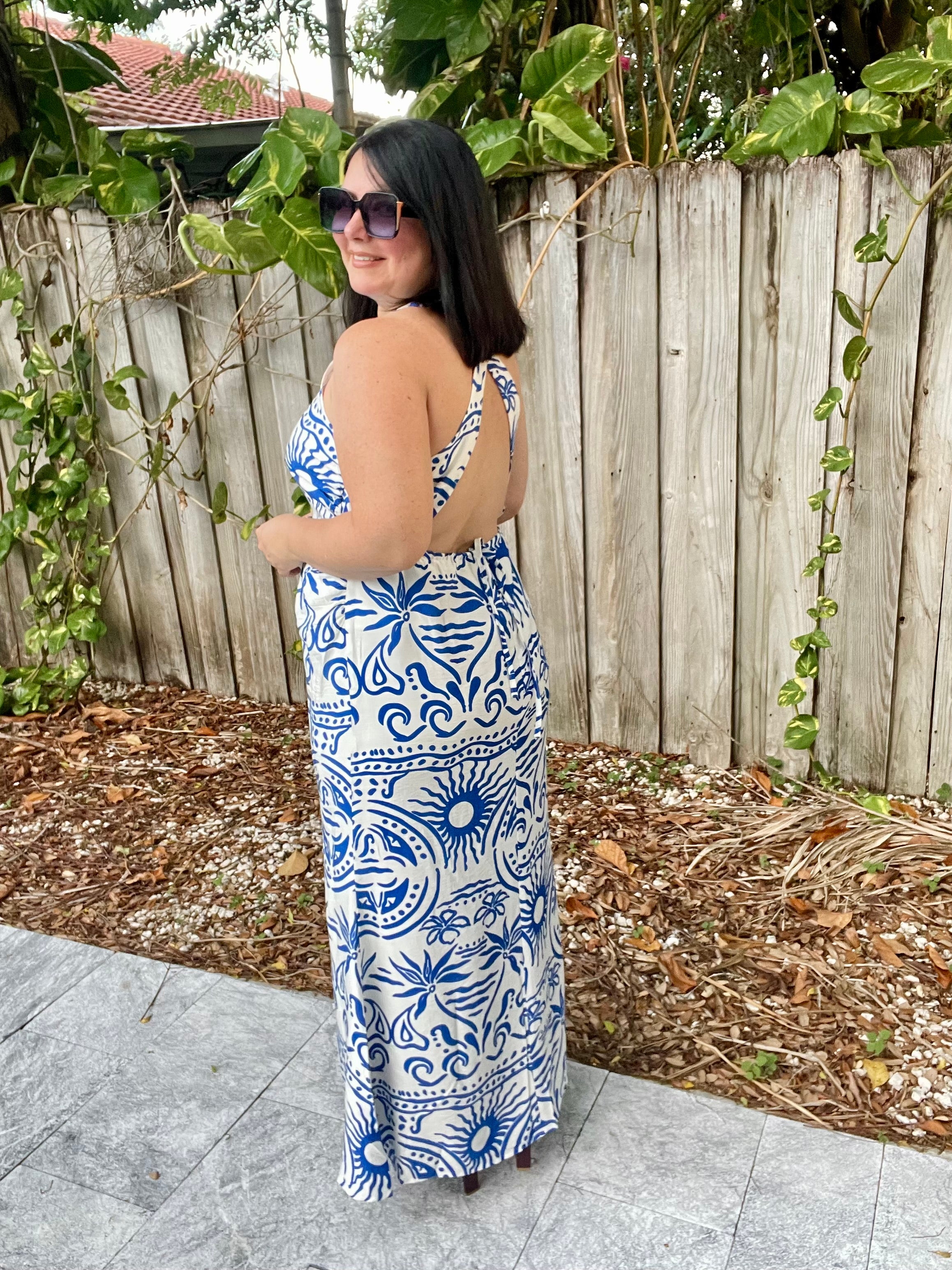 Nancy Open Cross Back Maxi Dress