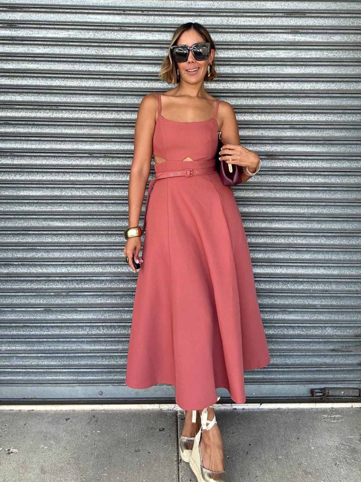 The Dried Rose Cut-Out Midi Dress