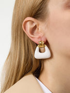 Janelle 18K Gold Non-Tarnish Enamel Geometric Drop Earrings