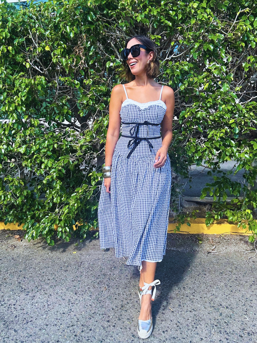 Amaya Gingham Contrast Midi Dress