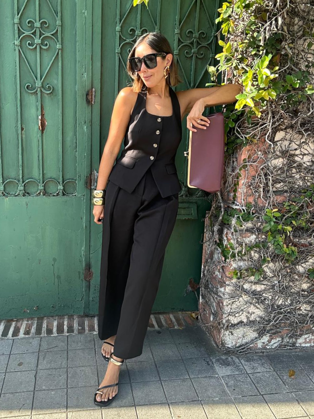 Catalina Halter Neck Tailored Top And Pleated Pants Set