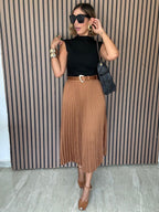 The Walk With Me Midi Pleated Skirt