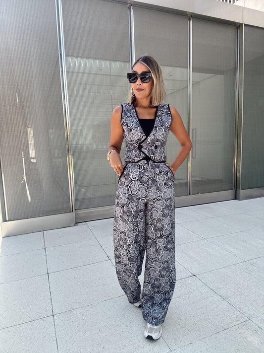 Pamela Printed Vest and Pants Set