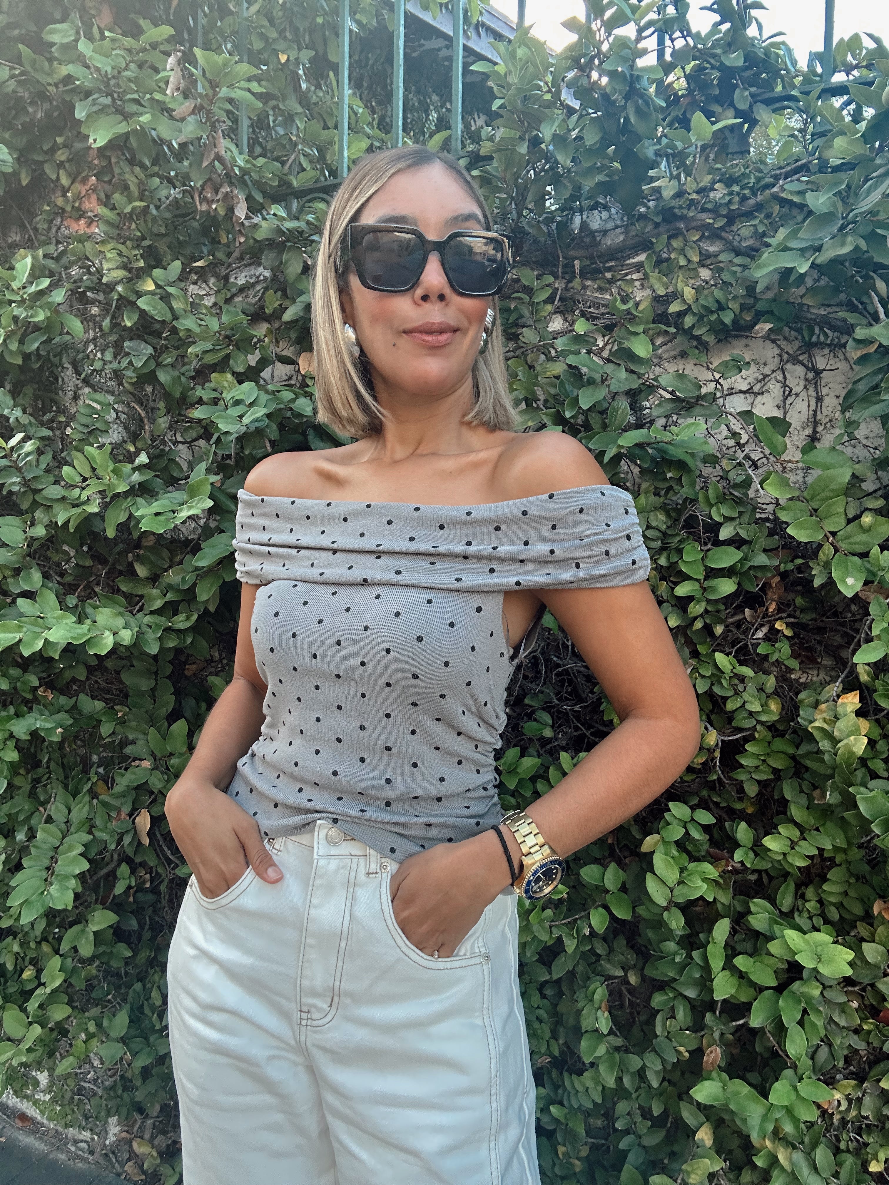 Playful Charm Off-Shoulder Top