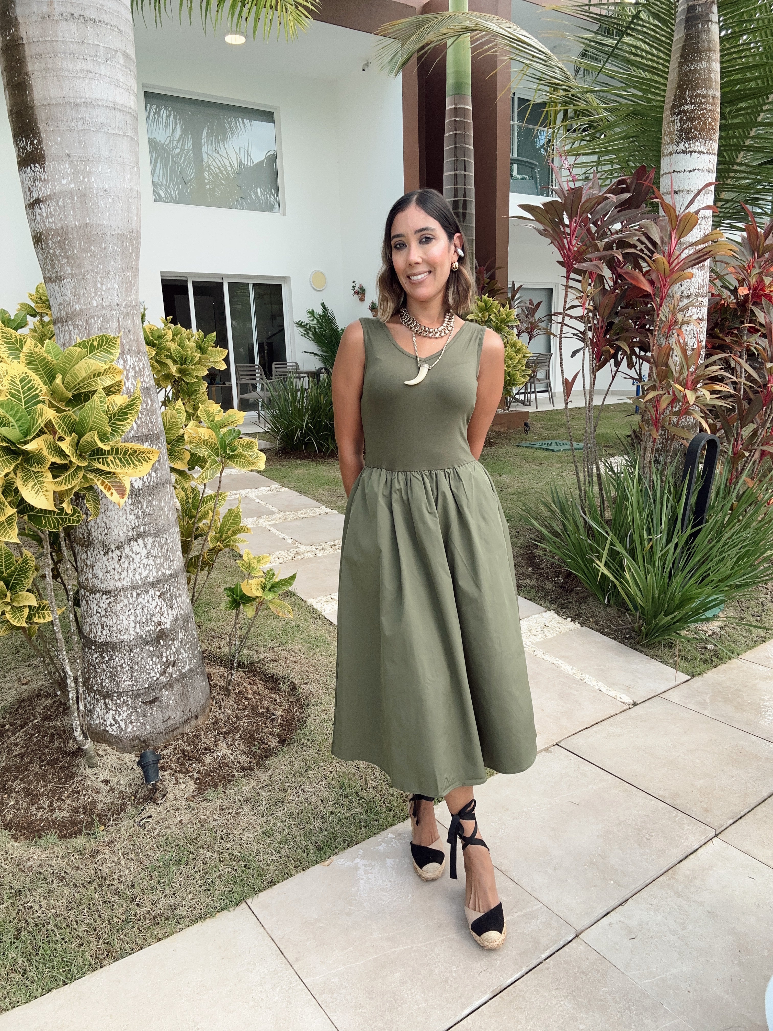 Chic in Olive Midi Dress
