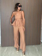 Brunch to Toasts Peplum Top & Wide Leg Pant Set