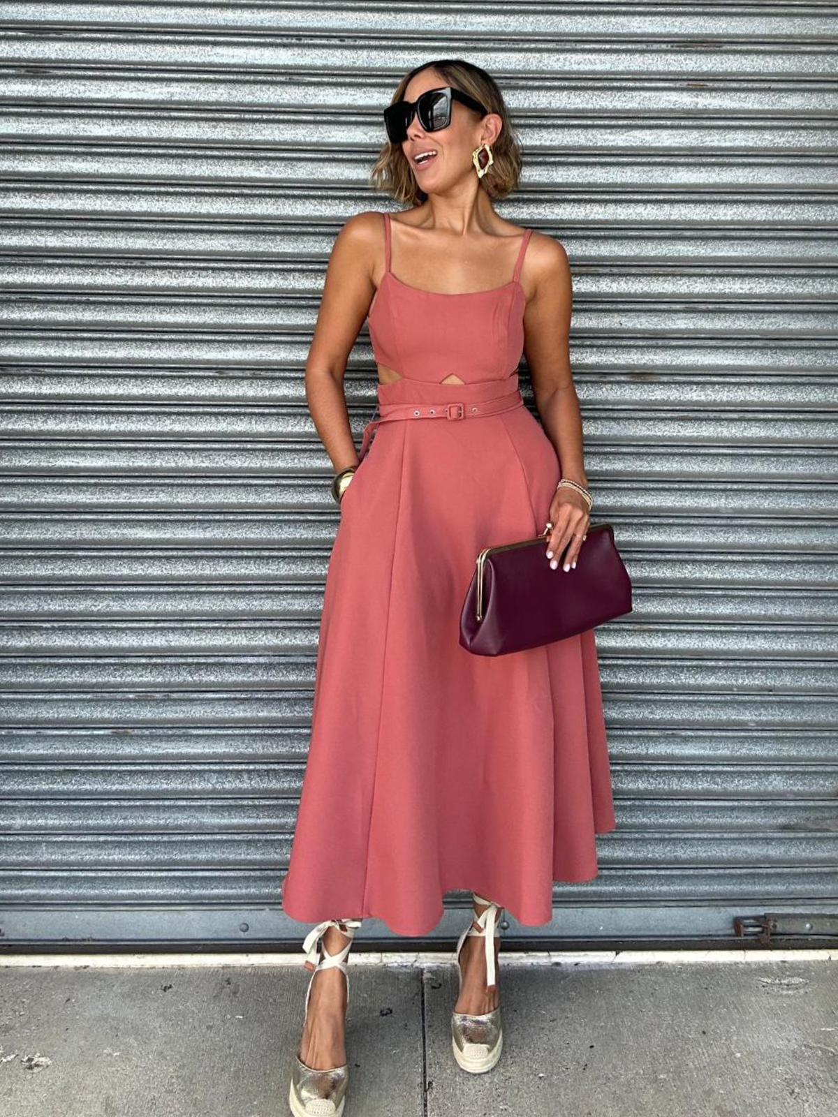 The Dried Rose Cut-Out Midi Dress