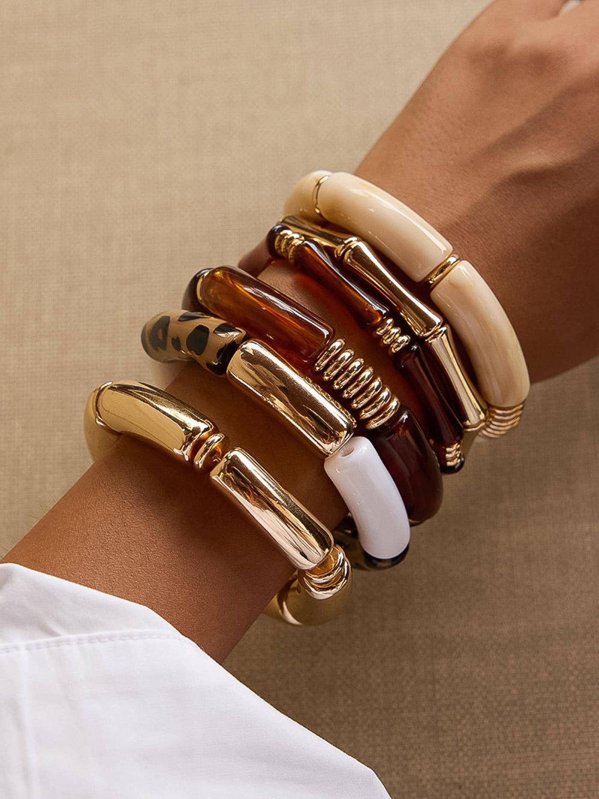 Cove 18K Gold Non-Tarnish Chunky Resin Bangle Set