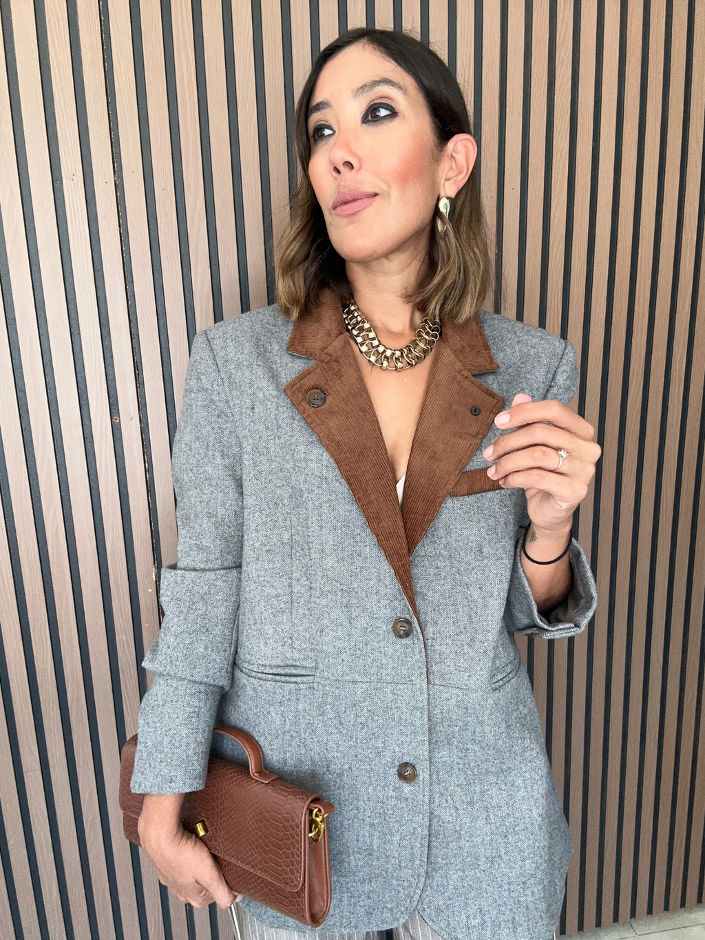 OVERSIZED Glencheck Embroidered Button Down Jacket