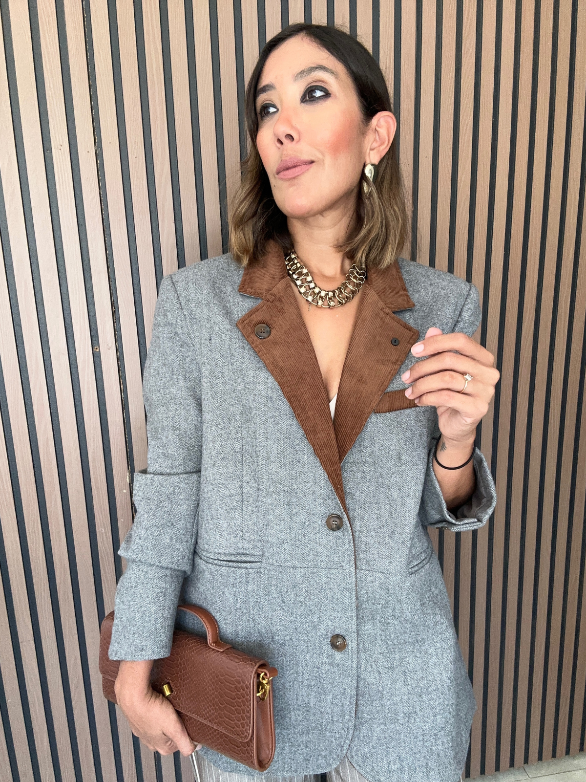 OVERSIZED Glencheck Embroidered Button Down Jacket