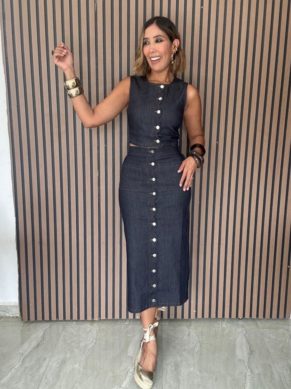 The Indigo Blue Hour Denim Vest and Skirt Set