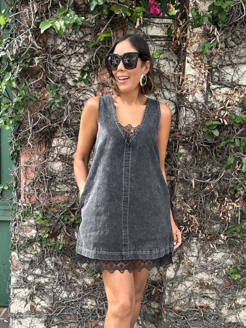 The Story of Denim and Lace Mini Dress
