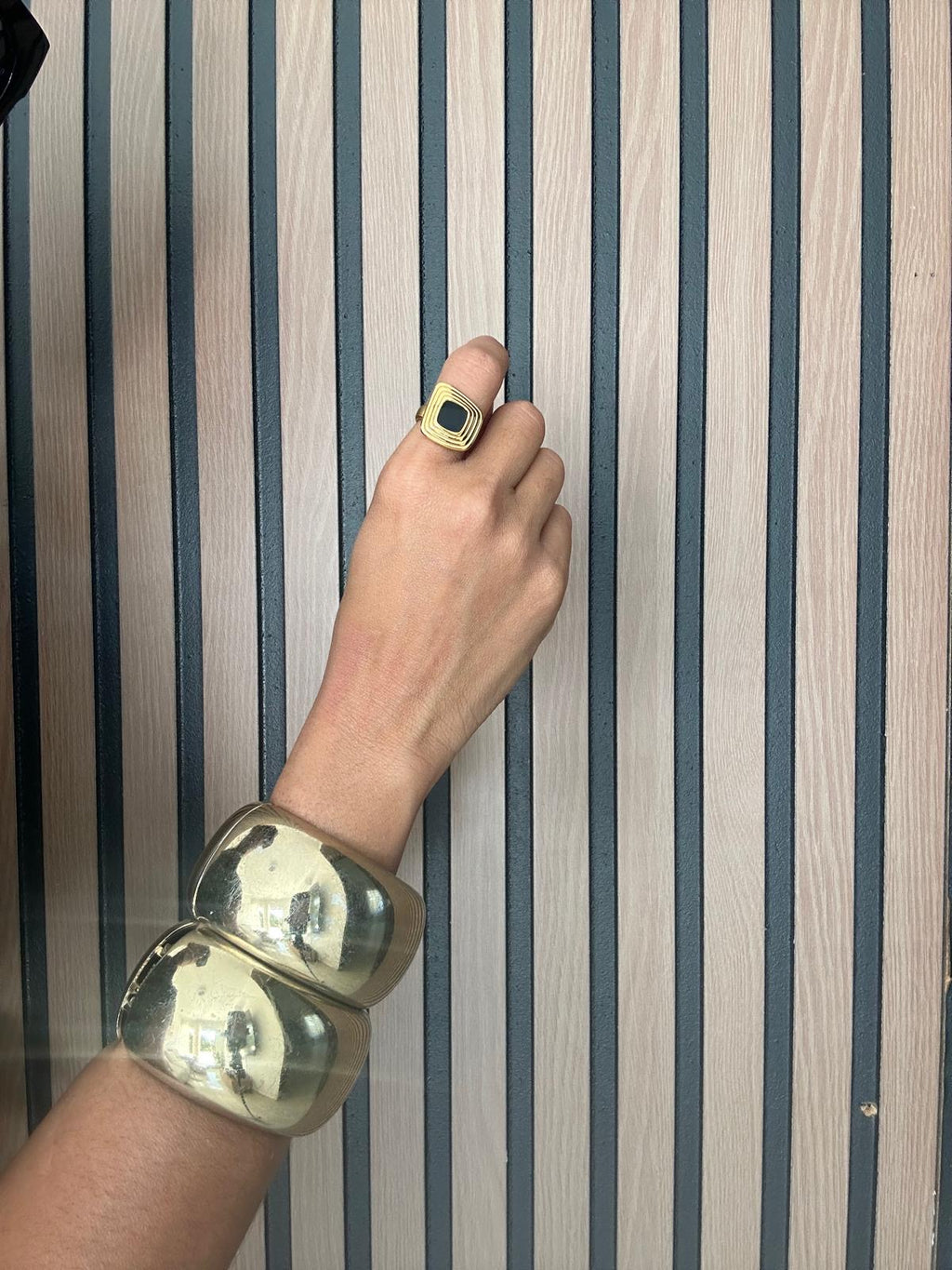 Auricca 18K Gold Non-Tarnish Abstract Open Statement Ring