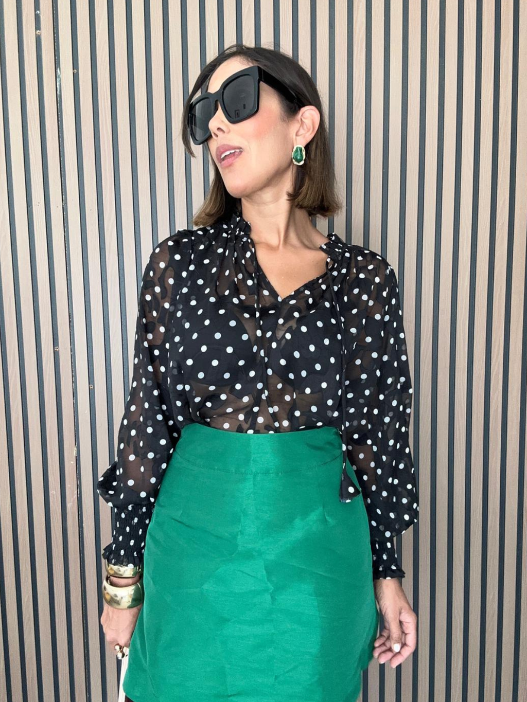 Properly Trendy Polka Chiffon Blouse
