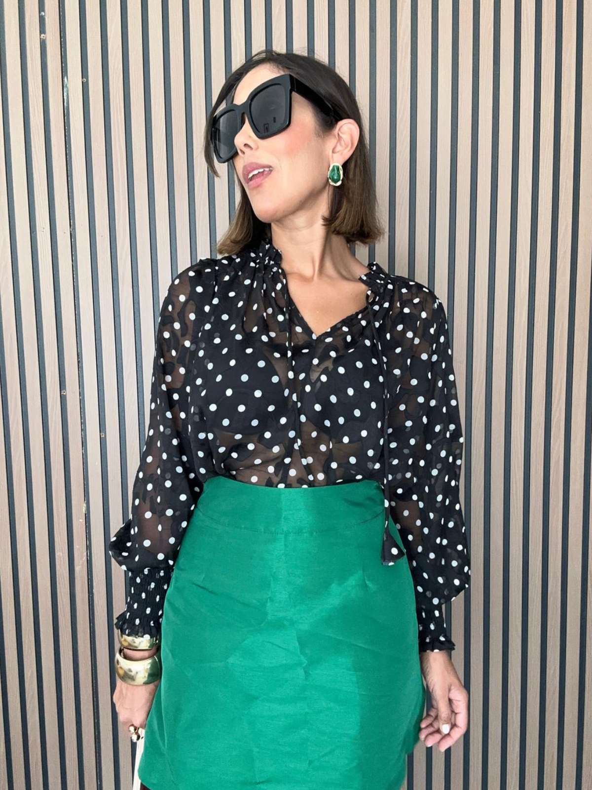 Properly Trendy Polka Chiffon Blouse