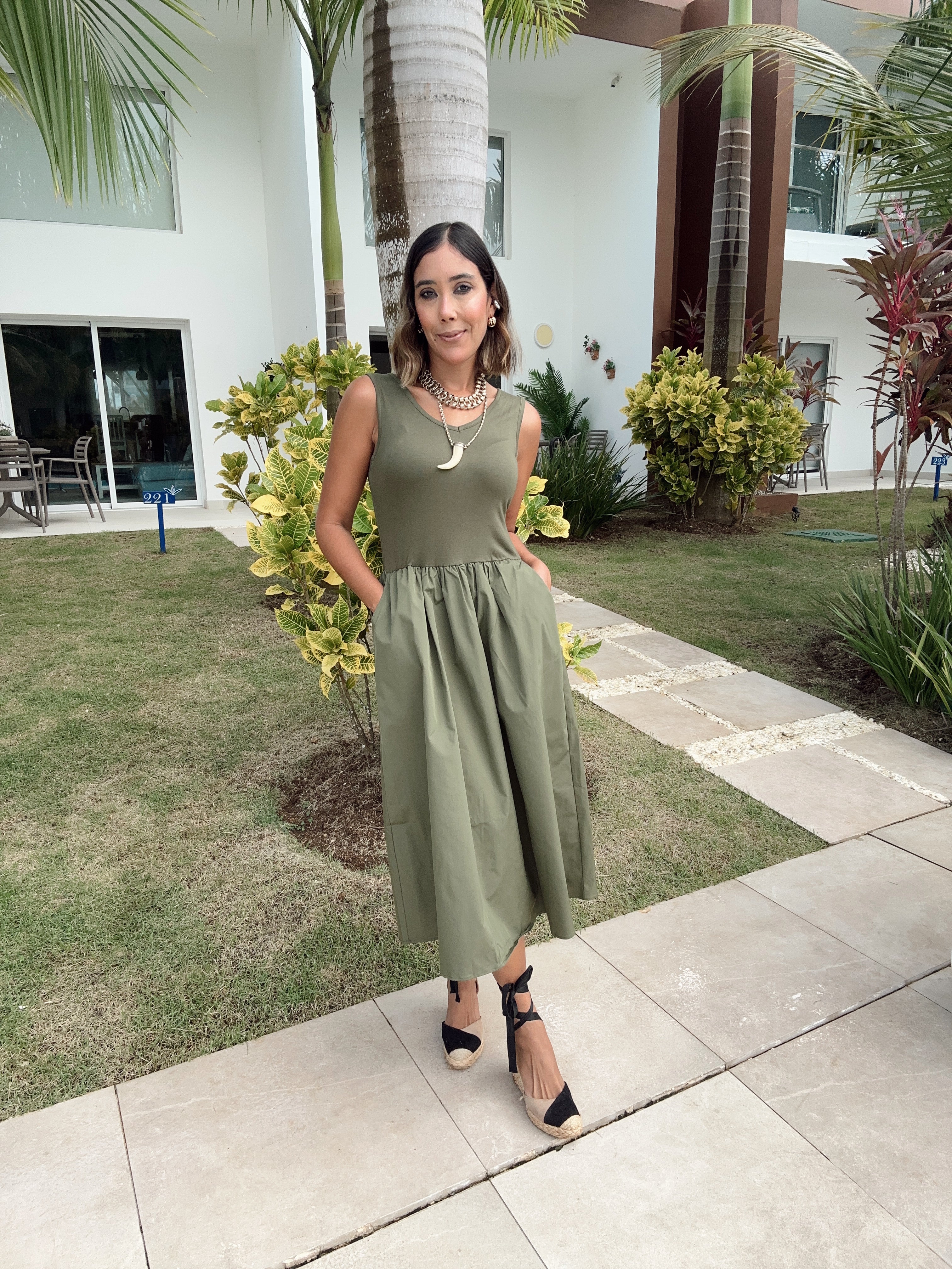 Chic in Olive Midi Dress
