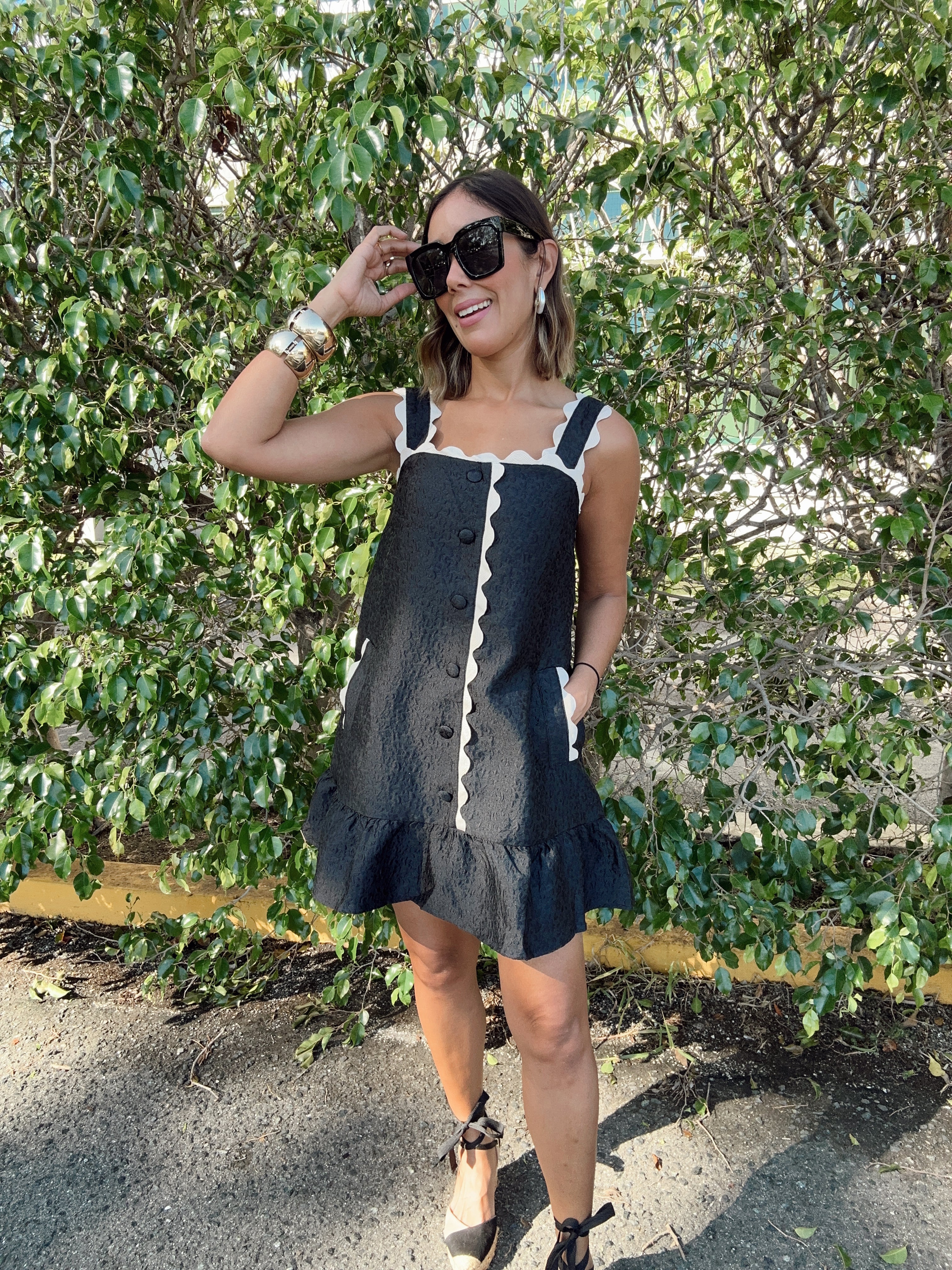 The Playful Contrast Ruffle Mini Dress