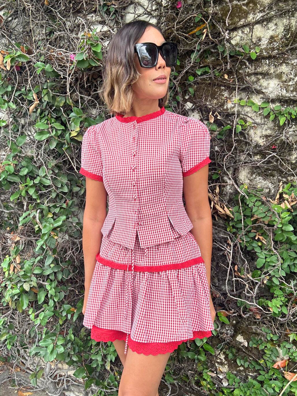 Lola Gingham Crop Top & Skirt Set