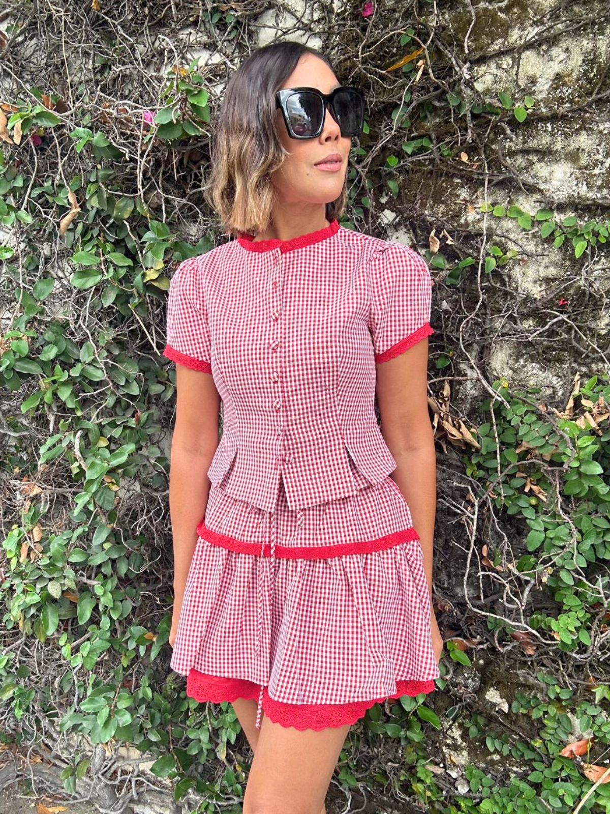 Lola Gingham Crop Top & Skirt Set