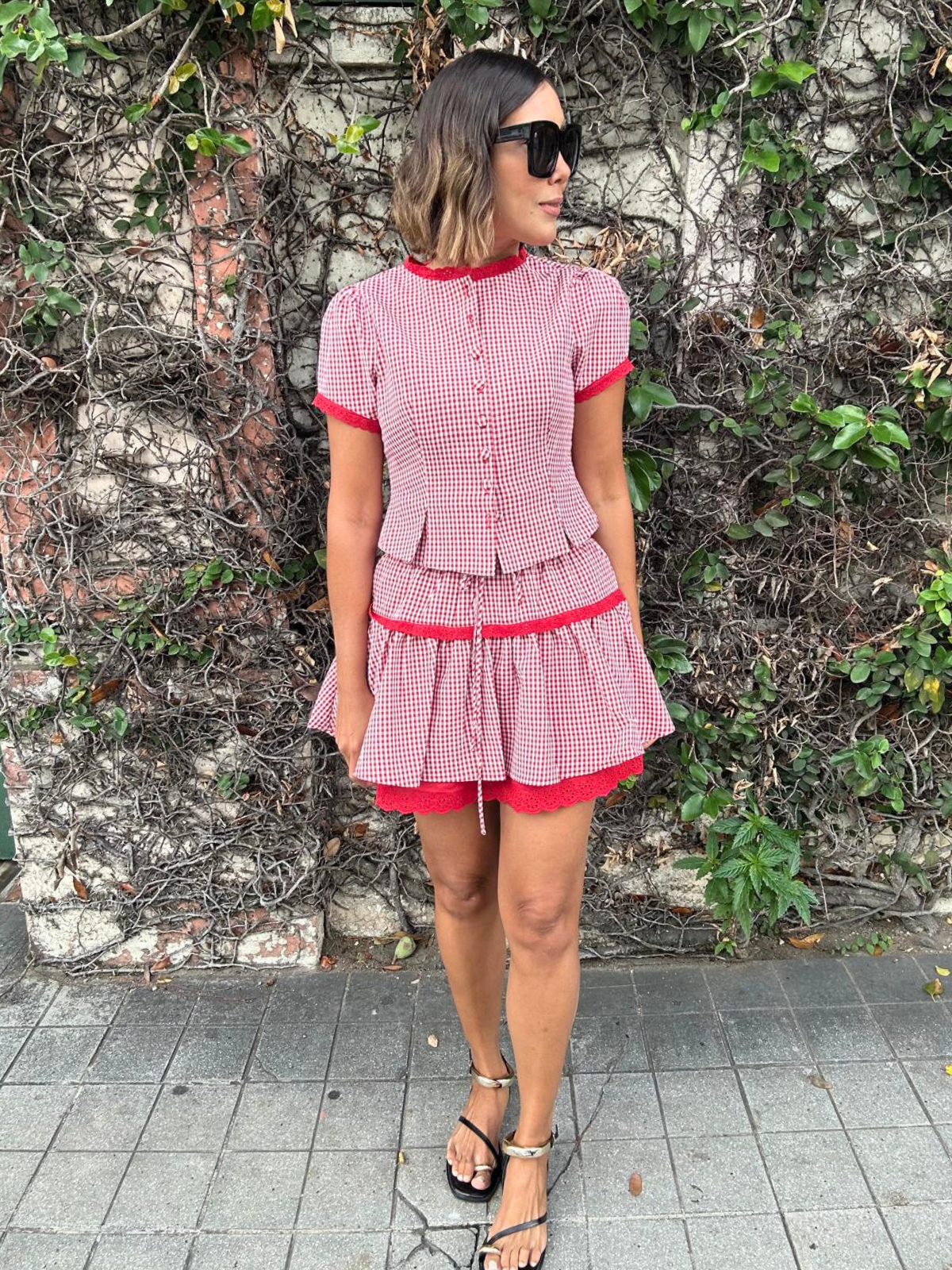 Lola Gingham Crop Top & Skirt Set