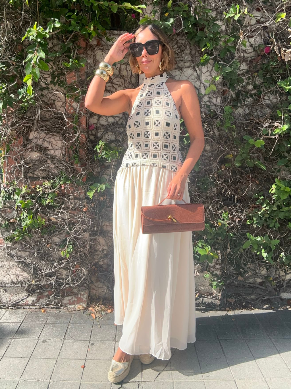 Katiria Contrast Crochet Maxi Dress