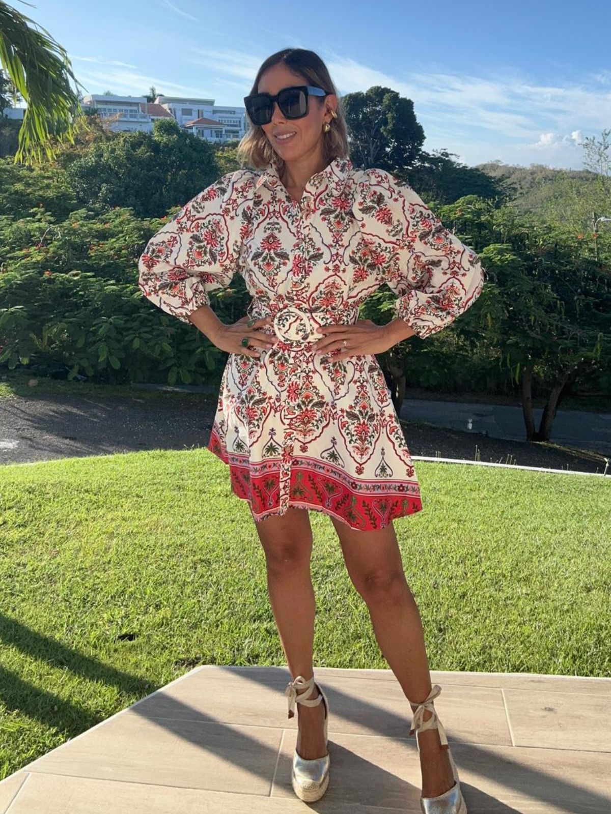 Celia Belted Paisley Mini Dress