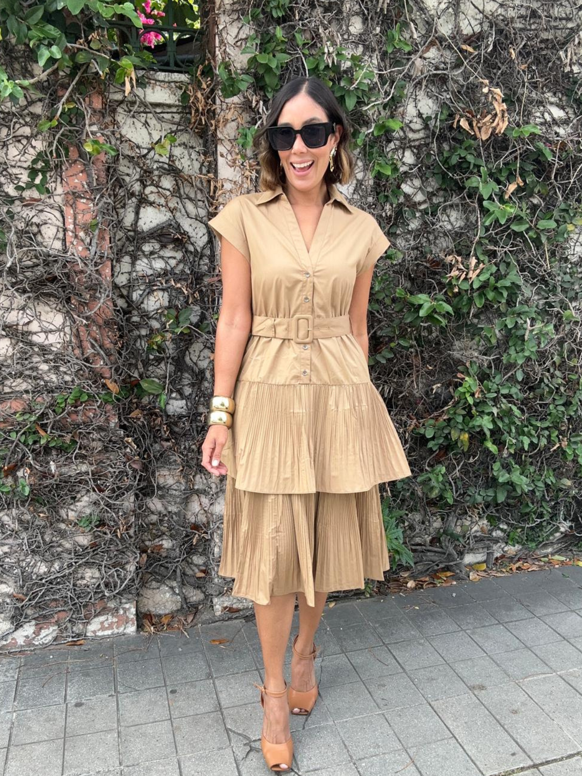 The Intentional Style Midi Dress W/buckle Belt