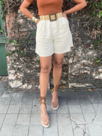 Anabella Belted Tailored Mid-Length Shorts