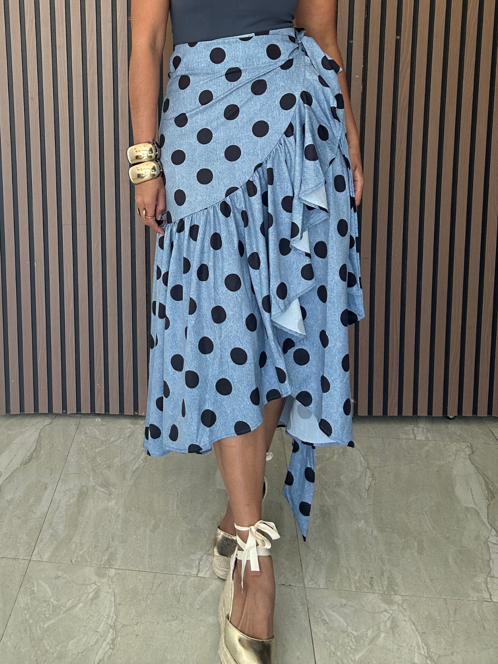 Passion Polkadot Wrap Around Midi Skirt